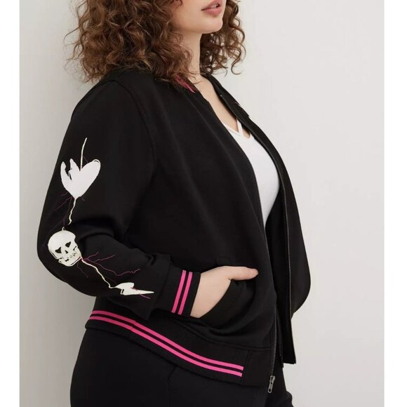 Plus Size Torrid LOVESICK Skull Heart Black Jacket 2X New Gothic Jogger - Picture 2 of 5
